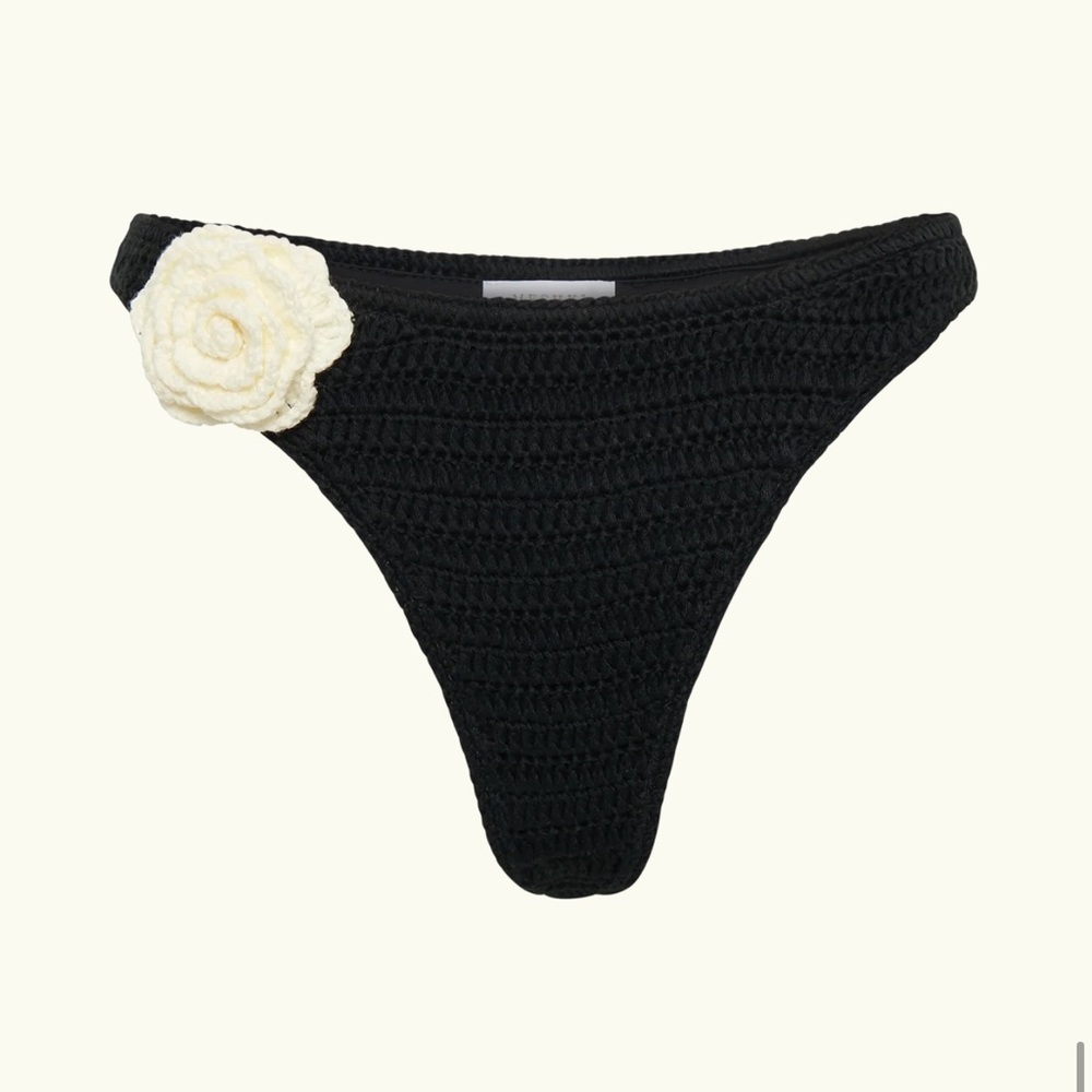 NWT - Meshki - Rose Contrast Crochet Bikini Bottom - Black